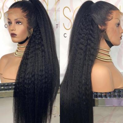 China Yaki Indian Curly Straight Lace Front Human Hair Wigs For Black Women Pre Plucked Lace Wigs With Baby Remy Hair for sale