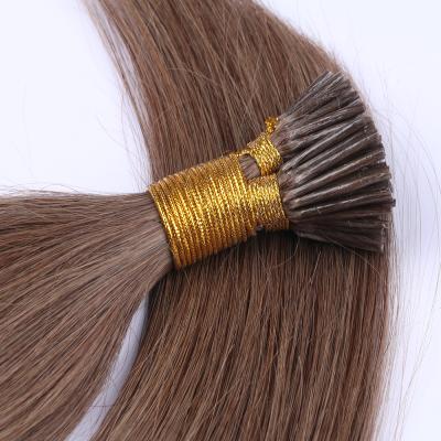 China Silky Straight Wave 100 Strands I Tip Hair Extensions Hair Color #8 Light Brown Soft Straight Remy Hair Pre Bonded Stick Lace Tips for sale