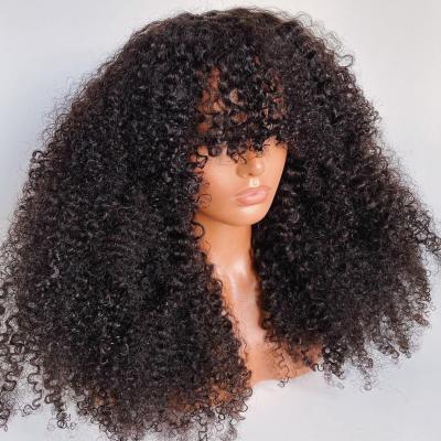 China Kinky Curly Bangs Kinky Curly Hair Machine Made Wigs For Color Women Afro Curly Lace Wig 130% 150% 180% 200% 250% Density No for sale