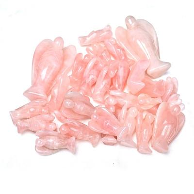 China Europe 1.5 Inch Crystal Angel Carved Natural Gemstone Crystal Carving Healing Rose Quartz Angel Figurines Crafts for sale