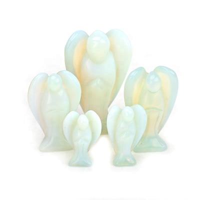 China Wholesale High Quality Natural Decoration Crystal Craft Classic Home Figurines From Europe Crystal Angel Gemstone Carved Opal Angel for sale