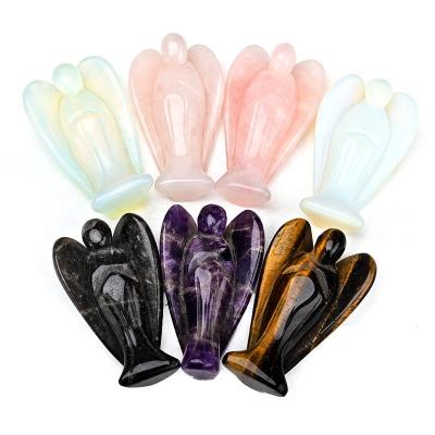 China Europe Quality Crystal Angels Hand Carved Gemstone Opal Angel Crystal Craft Healing Stone 1.5 Inch Size Figurine for sale