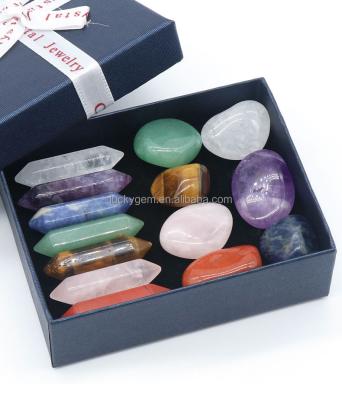 China China Double Point Crystals Chakra Balance Crystal Set 7 Chakra Crystal Set Healing Tumbled Stone for sale