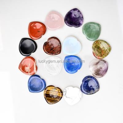 China Europe Wholesale Seven Chakranatural Gemstone Sunstone Rose Quartz Lapis Lazuli Tiger Eye Crystal Thumb Worry Stone for sale