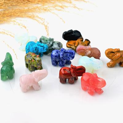 China China 1.5Inch Gemstone Elephant Healing Stones Hand-Carved Crystal Elephant Statue For Home Decoration for sale