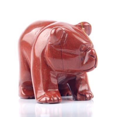 China Europe Factory Price Natural Beads Stone Semi Carved Bear Statue Chakra Reiki Crafts for sale