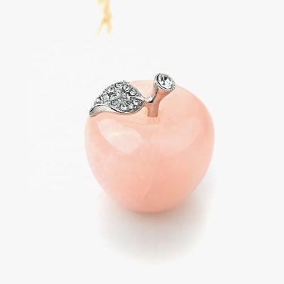 China Spiritual Gemstone China Mini Natural Rose Quartz Mineral Crystal Apple Gem Good Luck Carving Apple Modern Home Decoration for sale