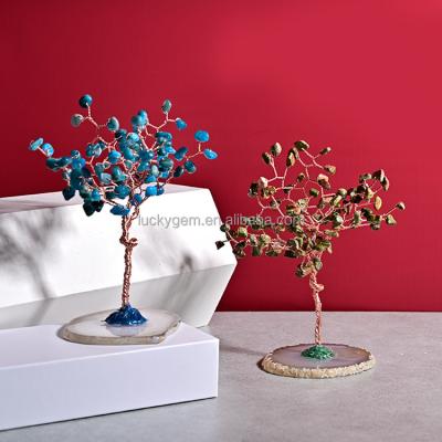 China China Crystal Tree Amethyst Quartz Group Base Bonsai Lucky Money Tree Sculpture Home Crystal Office Decorate for sale