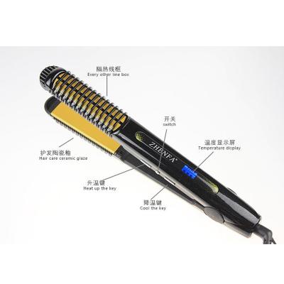 China Hotel Ceramic Tourmaline and LED Hair Straightener Double Sided Fast Heating Hot Straightener for sale