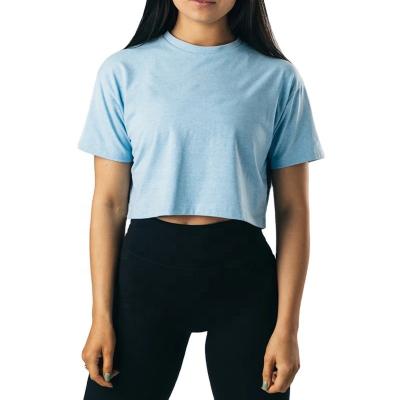 China Custom Screen Print Anti-wrinkle Short Sleeve T-shirt Crop Active Wear Women T-shirts for sale