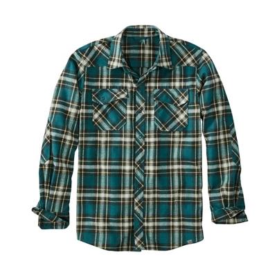 China Wholesale custom fashion plaid cotton flannel embroidery logo anti-pilling checked men's shirts for sale