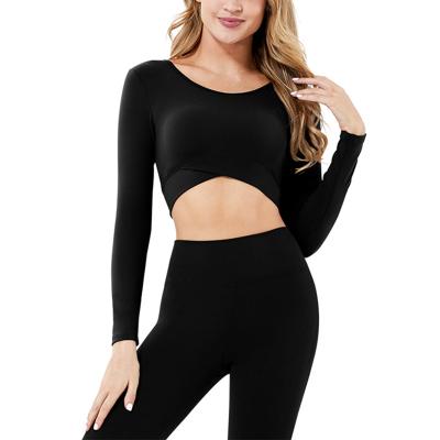 China Breathable New Cross-design Sport Yoga Top Workout With Long Sleeve Sport Top for sale