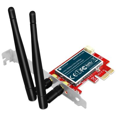 China Free Shipping FebSmart Wireless AC 1200Mbps PCIE Wi-Fi Card Blue-Tooth WiFi Network Card Desktop Stereo Adapter with 2*3dBi Antenna for sale