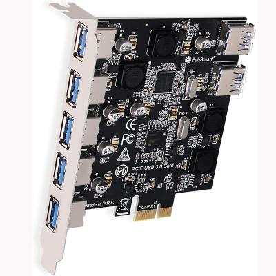 China 7 Ports Super Fast USB 3.0 5Gbps PCI Express (PCIe) Expansion Card For Windows 5V2A Self Powered Each Port U7 for sale