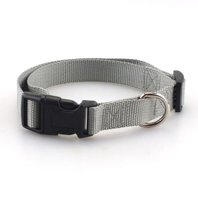 China Custom Luxury Custom Durable Pet Dog Logo Anti Bark Nylon Collars With Metal Buckle for sale