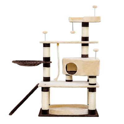 China Sustainable Pet House Cat Tree House With Platform Scratching Posts Scratcher Large Pet House for sale