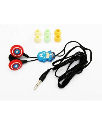 China In-Ear Marvel Avengers Iron Man/Captain America In-Ear Earphones 3.5mm Wired Cartoon Earphone Headphones for sale