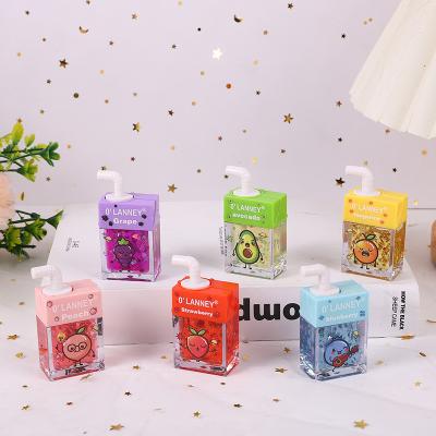 China Waterproof Wholesale Juice Box Gold Foil Lips Nourish Moisturizing Fruit Flavor Peach Long Lasting Lipgloss Lip Balm Gloss for sale