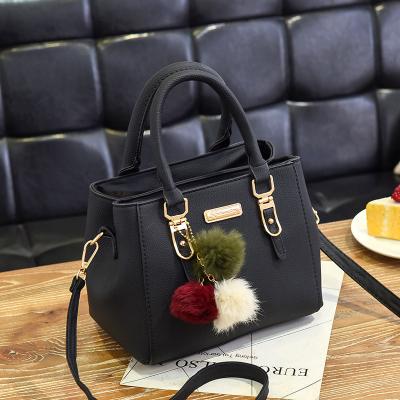 China High Quallity 2023 Hot Sell PU Leather Ladies' Handbag Fashion Shoulder Bags with Hairballs for Women for sale