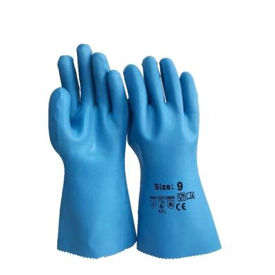 China Breathable Breathable Blue Color Workers Wear Resistant Latex Coated Work Gloves for sale