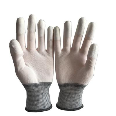 China Coating Breathable Nylon Knitted Electronic Factory Use ESD Coated PU Palm Antistatic White Gloves for sale