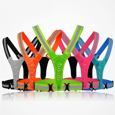 China INSTANT LED Green Color Strap Safety Vest Fluorescent Reflective Elastic Belt For Outdoor Running Safety for sale