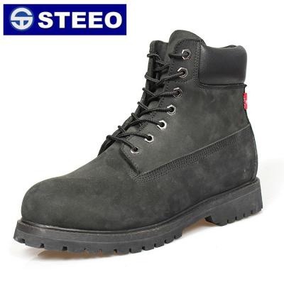 China Genuine Leather Steel Toe Black Martin Boots Work Safety Shoes for sale