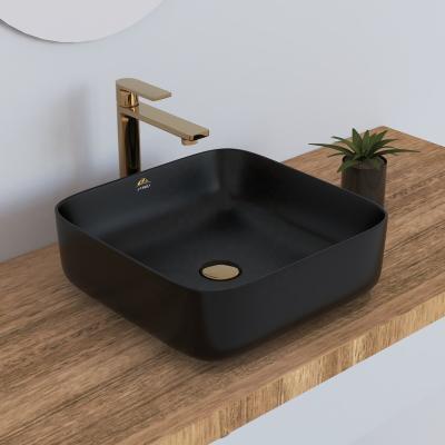 China Square Bathroom Cabinet Sink Matte Black Glazed Wash Basin Color Modern Basin Sink for sale