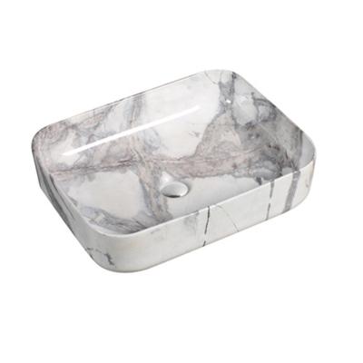 China Modern Hot Sale Rectangle Basin China Marble Shape Color Glazed Ceramic Wash Basin For Bathroom for sale