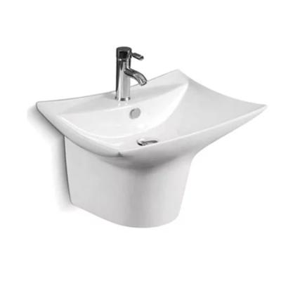 China JF 3514 Wall Mounted One Piece Pedestal Wash Basin Factory Directly Sell Modern Bathroom Half for sale