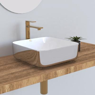 China New Design Bathroom Sink Modern Ceramic Color Sink Silver Wash Basin For Cabinet for sale