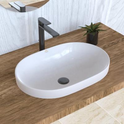 China Modern Bathroom In-counter Sink Ceramic Oval Face Wash Basin for sale