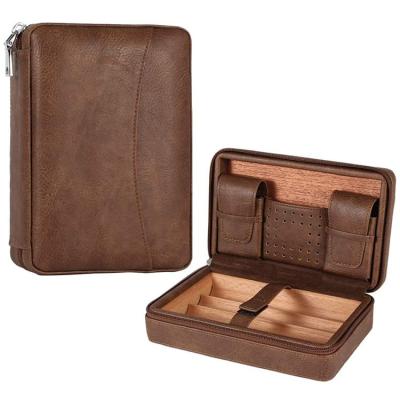 China Travel Easy Use Humidor Leather Cigar Case Bag For Cigars Lighter Cutter for sale