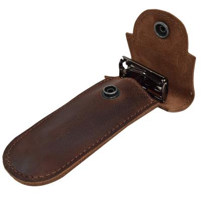 China Portable Leather Case Barber Razor Sheath Safety Cover Easy Use Edge Protector Double for sale