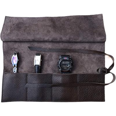 China Easy Use Leather Travel Watch Roll Case Display Storage Organizer For 4 Watches for sale