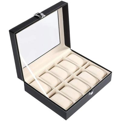 China Easy Use 10 Slot Display Case Real Glass Organizer Storage Watch Box for sale