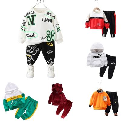 China Autumn QUICK DRY children's long sleeve round neck sweater set two-piece set wholesale new boys and girls sports for sale