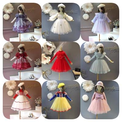 China Washable Children's Dress High Grade Princess Gold Lace Girls Dress Wholesale for sale