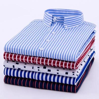 China Large Cotton Casual Lattice Anti-Shrink Fabric Slim Shirt Men's Long Sleeve Shirt for sale