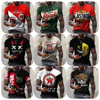 China Retro Anti-shrink 3D Letter Printed T-shirt Men's Short Sleeve O-Neck Summer Street Fashion New t2023 for sale