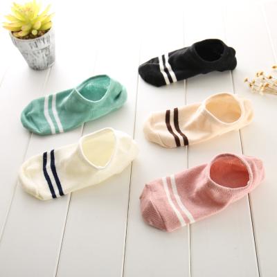 China Sporty Custom Anti Slip Silicone Cotton Shorts Booties Women's Summer Soft Invisible Stockings Cut Out Striped Socks for sale