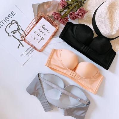 China Viable Button Up Front Breast Pasted Sexy Women's Build Up Backless Strapless Bra Lift for sale