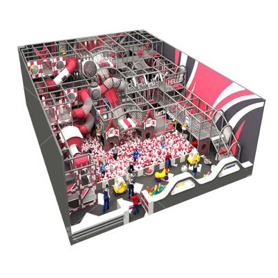 China PVC Pokiddo Custom Design Children Soft Play 300 Sqm Red And Gray Theme Park Commercial Indoor And Playground for sale