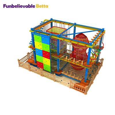 China Plastic Playground Customized Rope Interactive Familiar Equipment Adventure Center Indoor Baby Indoor Obstacle Course for sale