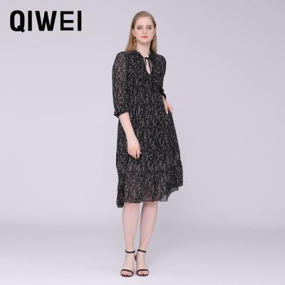 China new model Anti-wrinkle casual chiffon dresses elegant summer dress women lady for fat ladies for sale