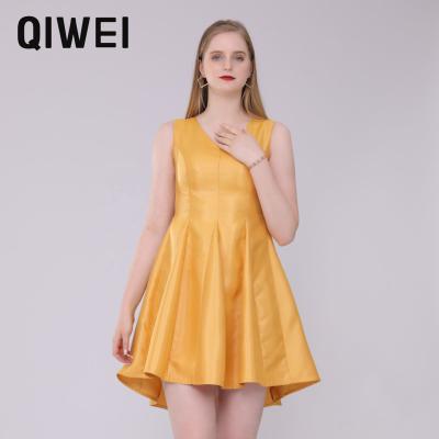 China Fluffy V-neck vestido de quinseaera yellow women's dresses zipper bodycon party dress washable for sale