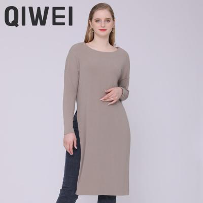 China Sustainable New Long Sleeve Plain T Shirt Women's Casual Custom Blank T-shirt Dress Apparel Vendor for sale