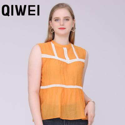 China Plus Size Women's Summer Orange Color Women's Blouses Shirt Elegant Breathable Ladies Shirt Blouses for sale