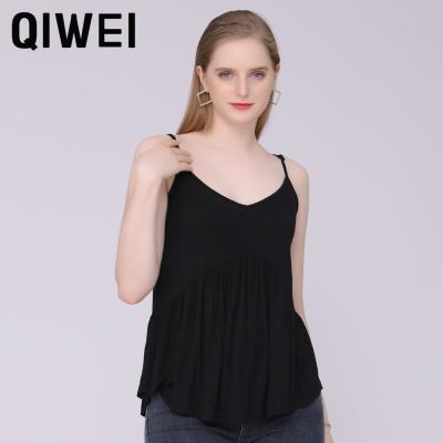 China 2022 New Arrivals QUICK DRY Fashion Women Casual Sleeveless Vest Cotton Solid Black Women's Vests for sale