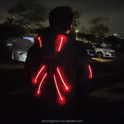 China Bicycle Moto LED Windproof Jacket - Machine Washable LED Fiber Optics Light Up Running Jacket Coat for sale